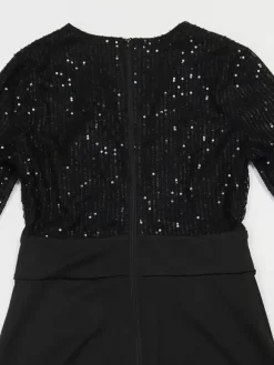 Combinaison de soirée à rayures pailletées col en V et ceinture à jambes larges pour femme 2026