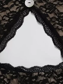 Combinaison en dentelle ajourée pour femme - Combinaison noire gothique à dos ouvert imprimé floral transparent et évasée - Tenue de soirée printanière 2026