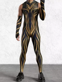 Combinaison homme cyberpunk imprimée tatouage illusion d'optique