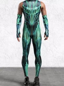 Combinaison homme cyberpunk imprimée tatouage illusion d'optique