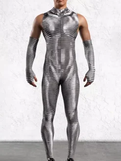 Combinaison homme cyberpunk imprimée tatouage illusion d'optique