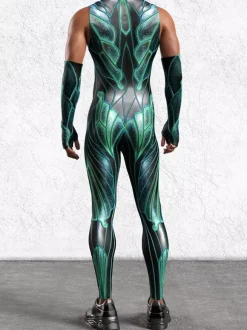 Combinaison homme cyberpunk imprimée tatouage illusion d'optique