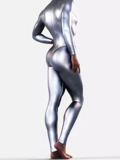 Combinaison intégrale en latex métallisée avec fesses sculptées idéale pour Halloween