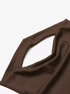 Combinaison marron sans manches dos nu à bretelles droites pour l'été