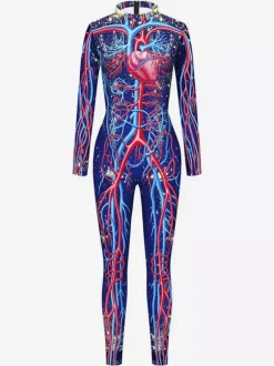 Combinaison néon déguisement impression numérique 3D combinaison phosphorescente UV style Zentai costume de cosplay d'Halloween en polyester.