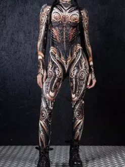 Combinaison néon déguisement impression numérique 3D combinaison phosphorescente UV style Zentai costume de cosplay d'Halloween en polyester.
