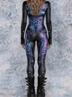 Combinaison néon déguisement impression numérique 3D combinaison phosphorescente UV style Zentai costume de cosplay d'Halloween en polyester.