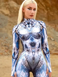 Combinaison néon déguisement impression numérique 3D combinaison phosphorescente UV style Zentai costume de cosplay d'Halloween en polyester.