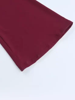 Combinaison évasée dos nu pour femme - Combinaison moulante sexy rouge bordeaux à manches longues - Collection printemps streetwear 2026