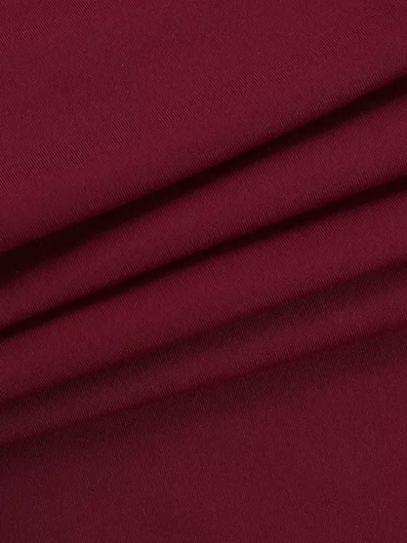 Combinaison évasée dos nu pour femme - Combinaison moulante sexy rouge bordeaux à manches longues - Collection printemps streetwear 2026