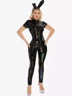 Combinaison Zentai Halloween en cuir verni pour fille lapine sexy