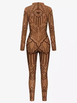 Combinaison Zentai intégrale pour femme avec imprimé à motifs grecs