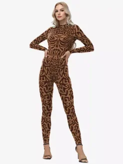 Combinaison Zentai intégrale pour femme avec imprimé à motifs grecs