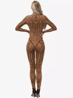 Combinaison Zentai intégrale pour femme avec imprimé à motifs grecs