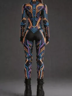 Combinaison Zentai néon costume de cosplay d'Halloween impression numérique 3D combinaison phosphorescente UV combinaison moulante Zentai pour les fêtes d'Halloween