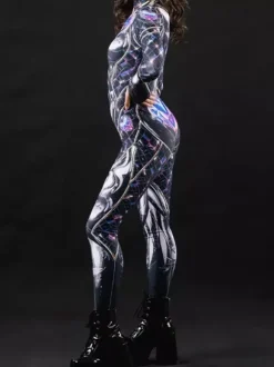 Combinaison Zentai néon costume de cosplay d'Halloween impression numérique 3D combinaison phosphorescente UV combinaison moulante Zentai pour les fêtes d'Halloween