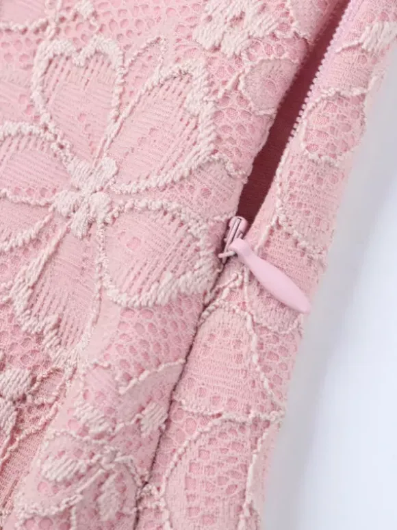 Combinaison en dentelle rose Fairycore pour femme - Combinaison évasée à nouer sur le devant - Tenue romantique d'été pour une soirée en amoureux 2026