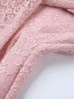 Combinaison en dentelle rose Fairycore pour femme - Combinaison évasée à nouer sur le devant - Tenue romantique d'été pour une soirée en amoureux 2026