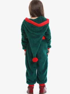 Combinaison Enfants Pour Noël Costumes De Cadeaux Noël En Fibre De Polyester Verte