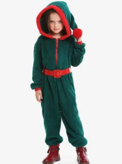 Combinaison Enfants Pour Noël Costumes De Cadeaux Noël En Fibre De Polyester Verte