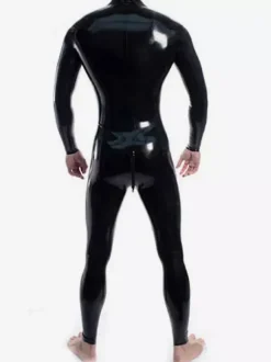Combinaison en latex pour homme double fermeture éclair aux épaules et à l'entrejambe