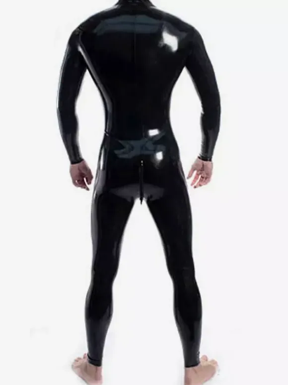 Combinaison en latex pour homme double fermeture éclair aux épaules et à l'entrejambe