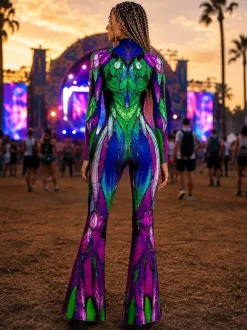 Combinaison imprimée colorée très élastique costume de cosplay d'Halloween combinaison en polyester style zentai