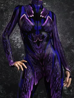 Combinaison moulante cyberpunk Zentai pour femme style Burning Man exosquelette futuriste à manches longues.