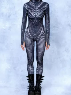 Combinaison néon déguisement impression numérique 3D combinaison phosphorescente UV style Zentai costume de cosplay d'Halloween en polyester.