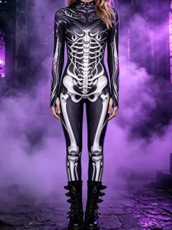 Combinaison néon déguisement impression numérique 3D combinaison phosphorescente UV style Zentai costume de cosplay d'Halloween en polyester.