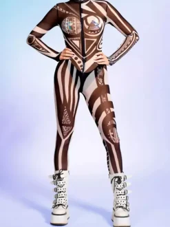 Combinaison néon déguisement impression numérique 3D combinaison phosphorescente UV style Zentai costume de cosplay d'Halloween en polyester.