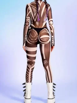 Combinaison néon déguisement impression numérique 3D combinaison phosphorescente UV style Zentai costume de cosplay d'Halloween en polyester.