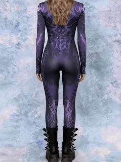 Combinaison néon déguisement impression numérique 3D combinaison phosphorescente UV style Zentai costume de cosplay d'Halloween en polyester.