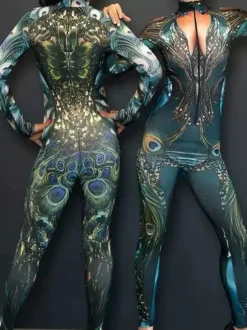 Combinaison néon déguisement impression numérique 3D combinaison phosphorescente UV style Zentai costume de cosplay d'Halloween en polyester.