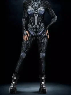 Combinaison néon déguisement impression numérique 3D combinaison phosphorescente UV style Zentai costume de cosplay d'Halloween en polyester.