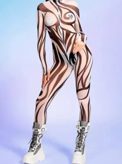 Combinaison néon déguisement impression numérique 3D combinaison phosphorescente UV style Zentai costume de cosplay d'Halloween en polyester.