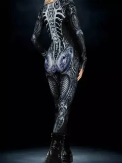 Combinaison néon déguisement impression numérique 3D combinaison phosphorescente UV style Zentai costume de cosplay d'Halloween en polyester.