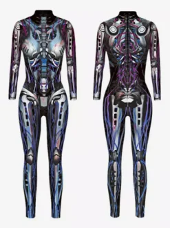 Combinaison néon déguisement impression numérique 3D combinaison phosphorescente UV style Zentai costume de cosplay d'Halloween en polyester.