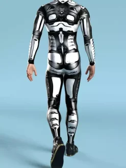 Combinaisons Zentai à motifs Combinaison mécanique Steampunk noire Combinaison intégrale Cyberpunk imprimée en 3D