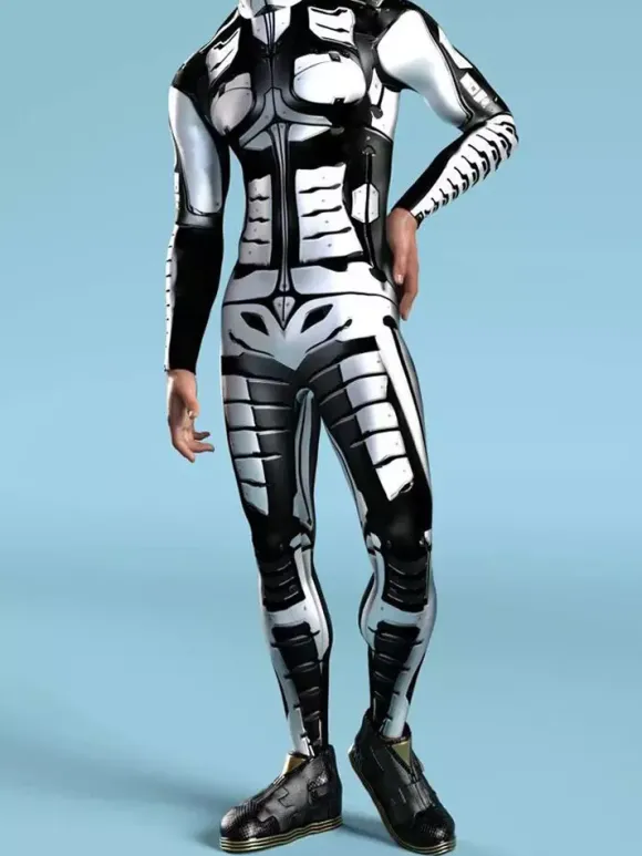 Combinaisons Zentai à motifs Combinaison mécanique Steampunk noire Combinaison intégrale Cyberpunk imprimée en 3D