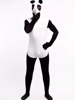 Combinaisons zentai animales Combinaisons Zentai pour adultes Panda Sexy Lycra Spandex Noir Bloc de Couleur Animal Costumes Complets du Corps