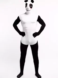 Combinaisons zentai animales Combinaisons Zentai pour adultes Panda Sexy Lycra Spandex Noir Bloc de Couleur Animal Costumes Complets du Corps
