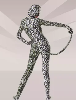 Combinaisons zentai animales Toussaint Cosplay Costume de zentai multicolore à motif léopard en lycra spandex face ouverte Déguisements Halloween