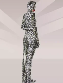 Combinaisons zentai animales Toussaint Cosplay Costume de zentai multicolore à motif léopard en lycra spandex face ouverte Déguisements Halloween