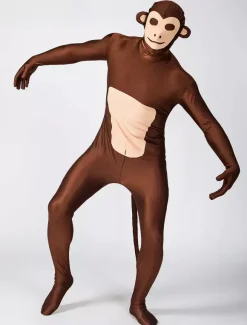 Combinaisons zentai animales Toussaint Cosplay Costume de zentai marron foncé de Singe motifs d'animaux en lycra spandex Déguisements Halloween