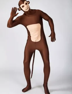 Combinaisons zentai animales Toussaint Cosplay Costume de zentai marron foncé de Singe motifs d'animaux en lycra spandex Déguisements Halloween
