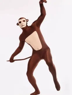 Combinaisons zentai animales Toussaint Cosplay Costume de zentai marron foncé de Singe motifs d'animaux en lycra spandex Déguisements Halloween