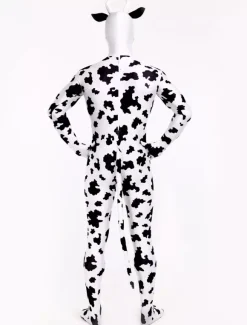 Combinaisons zentai animales Toussaint Cosplay Costume de zentai blanc de Vache motifs d'animaux en lycra spandex enveloppé Déguisements Halloween