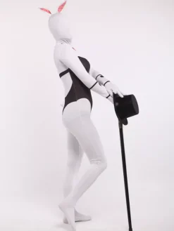 Combinaisons zentai animales Combinaisons Zentai pour adultes Sexy Playboy Bunny Blanc Lycra Spandex Color Block Costumes complets du corps