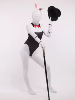 Combinaisons zentai animales Combinaisons Zentai pour adultes Sexy Playboy Bunny Blanc Lycra Spandex Color Block Costumes complets du corps